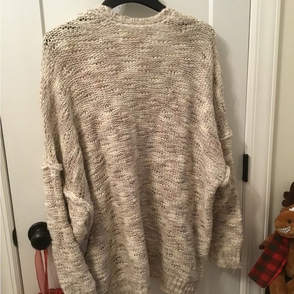 Saltwater LUXE Cream Knit Slouchy Open Cardigan Size Medium - Picture 3 of 5